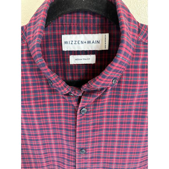 Mizzen & Main Men's Size M Trim Fit Plaid Button Down Shirt Outdoors Classic - Picture 2 of 4